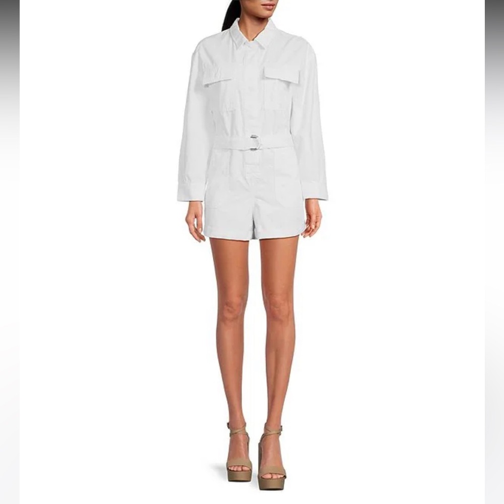Gianni Binni Charlie Denim Button Down Long Sleeve Romper NWT